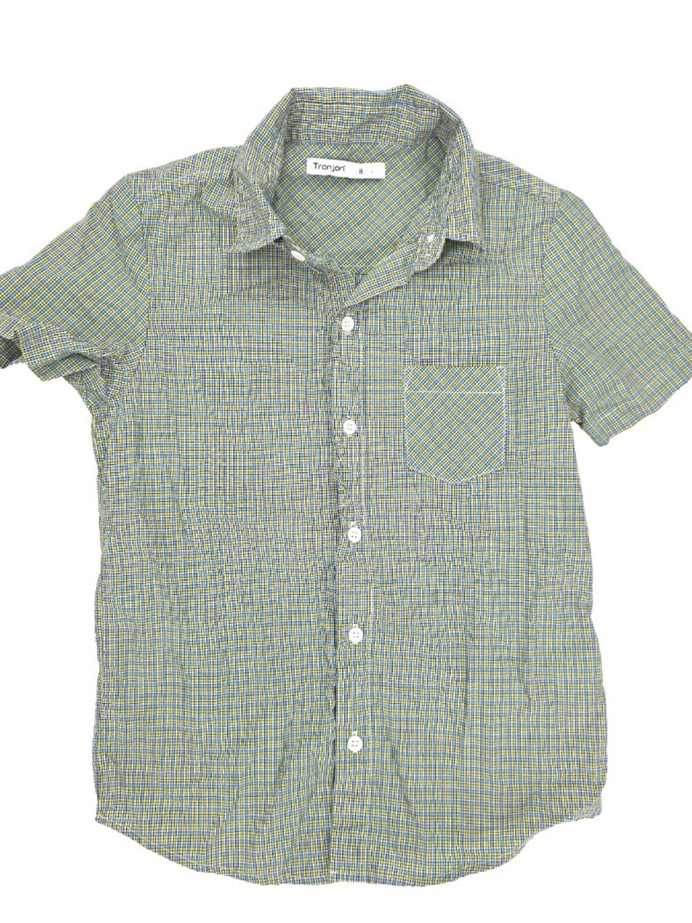 Tronjori Button Shirt Boys 8 Multicolor Short Sleeve Check